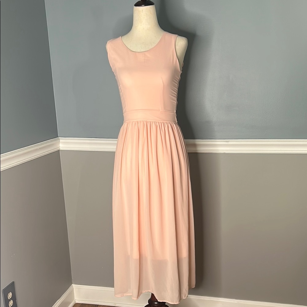 Harve Bernard Vtg Pink Sundress‎ with Scoop Neck open back
